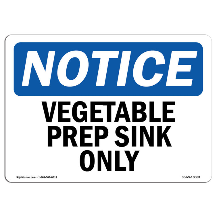 SignMission Vegetable Prep Sink Only Sign Wayfair